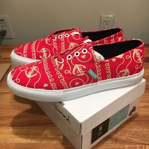 (New) Diamond Supply Co. Diamond Cut Anchor Design Shoes Red Canvas Sneaker Sz.8